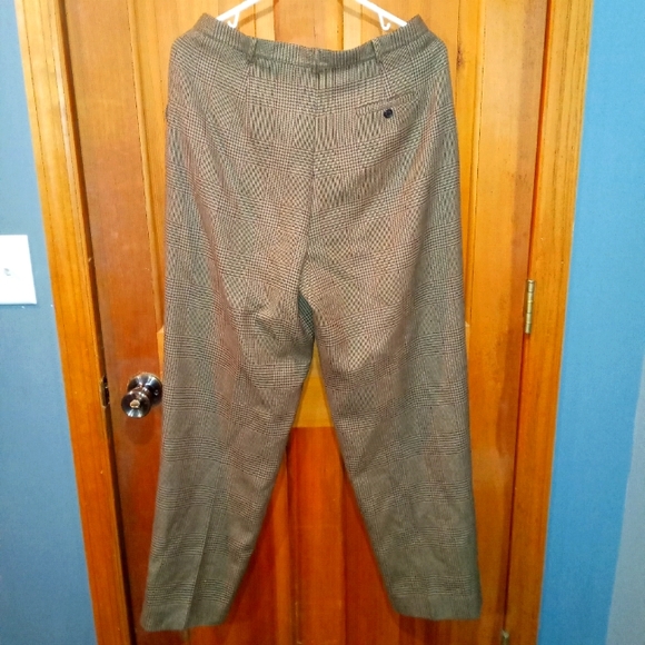 Lauren Ralph Lauren 100% wool brown herringbone pants size 12 - Picture 2 of 5
